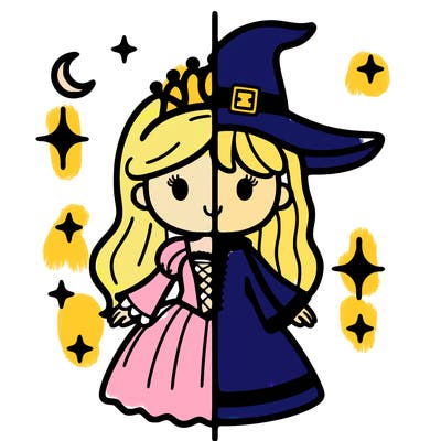 split princess and witch