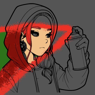 a realistic girl, spray painting
