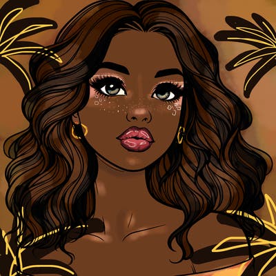 realistic girl with wavy hair and lips