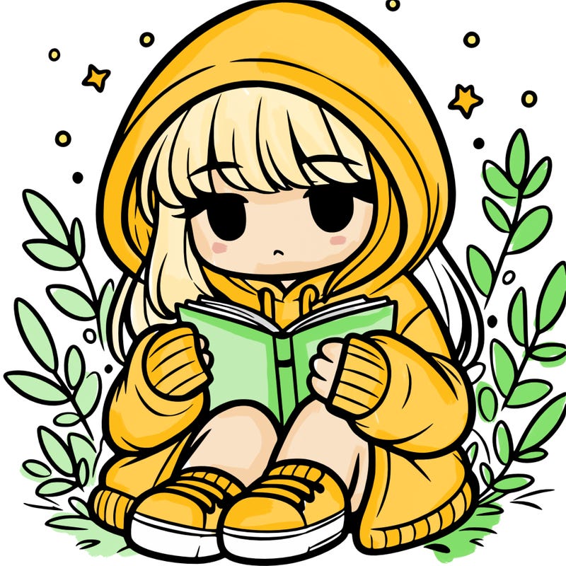 girl in oversized hoodie reading a book