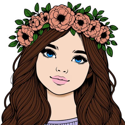 realistic girl with flower crown