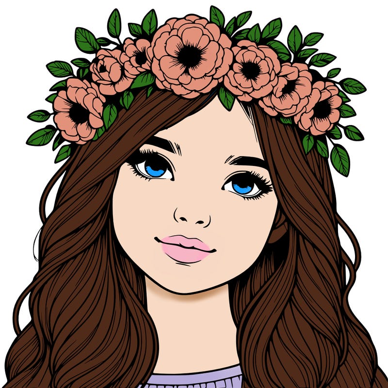 realistic girl with flower crown