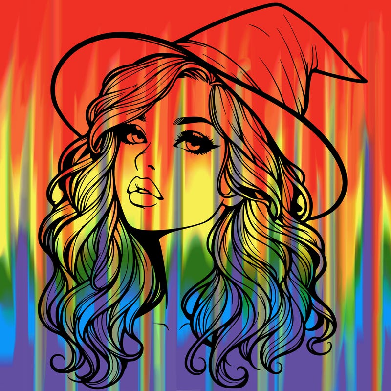 realistic witch girl with wavy hair and lips