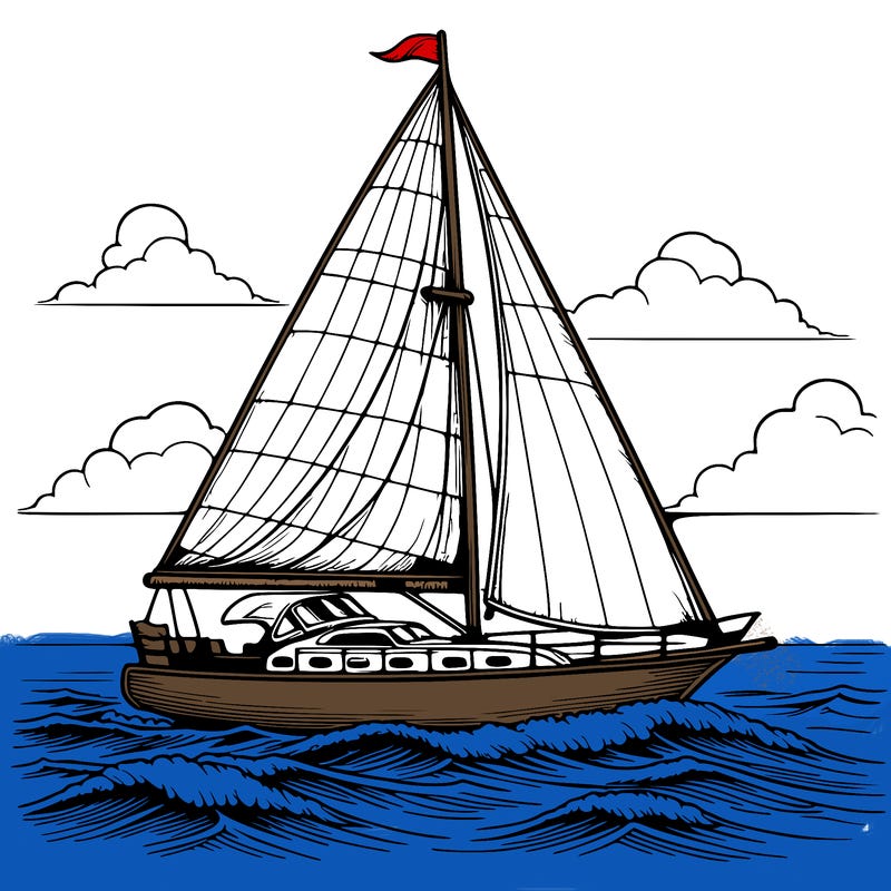 a sailboat sailing in the ocean, realistic style