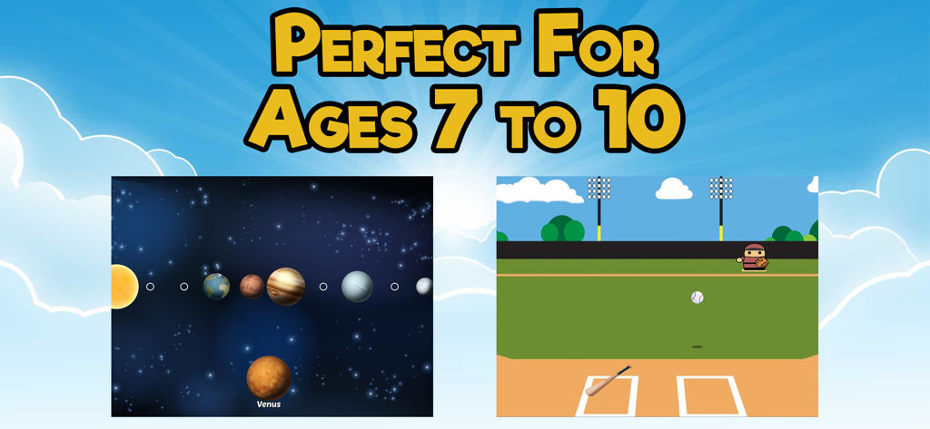 Third Grade Learning Games - Giochi educativi per bambini dai 7 ai 10 anni con lezioni di matematica sul sistema solare e sul baseball.