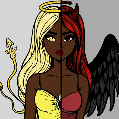 devil vs angel realistic girl