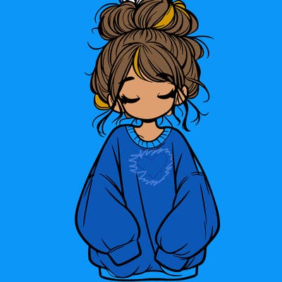 girl with baggy sweatshirt and messy bun