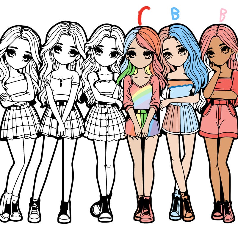 a group of girls realistic