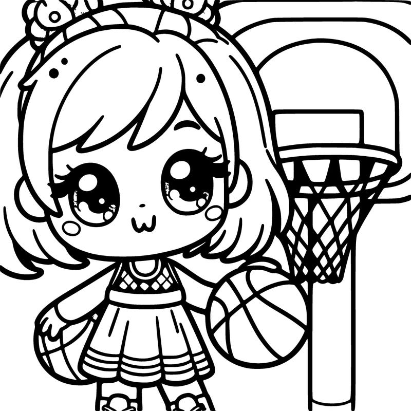 cute girl with a basketball hoop and ball