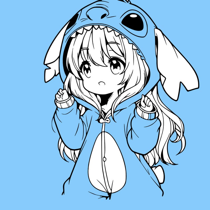 anime girl in a stitch onsie