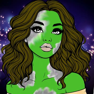 realistic girl with wavy hair and lips