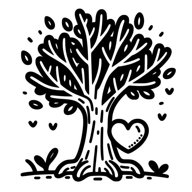 tree trunk with a heart