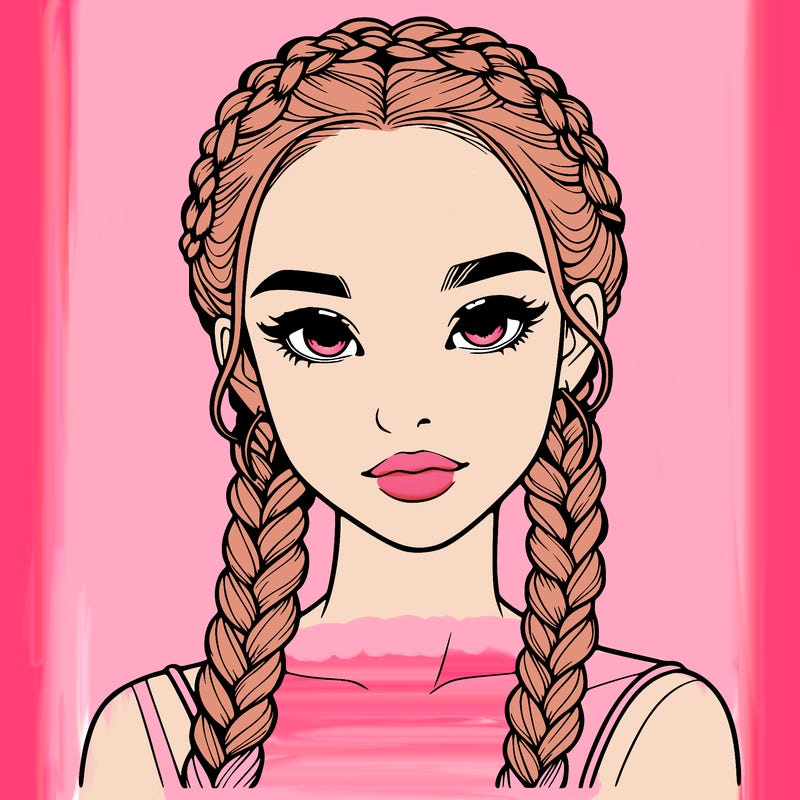 realistic girl with braids