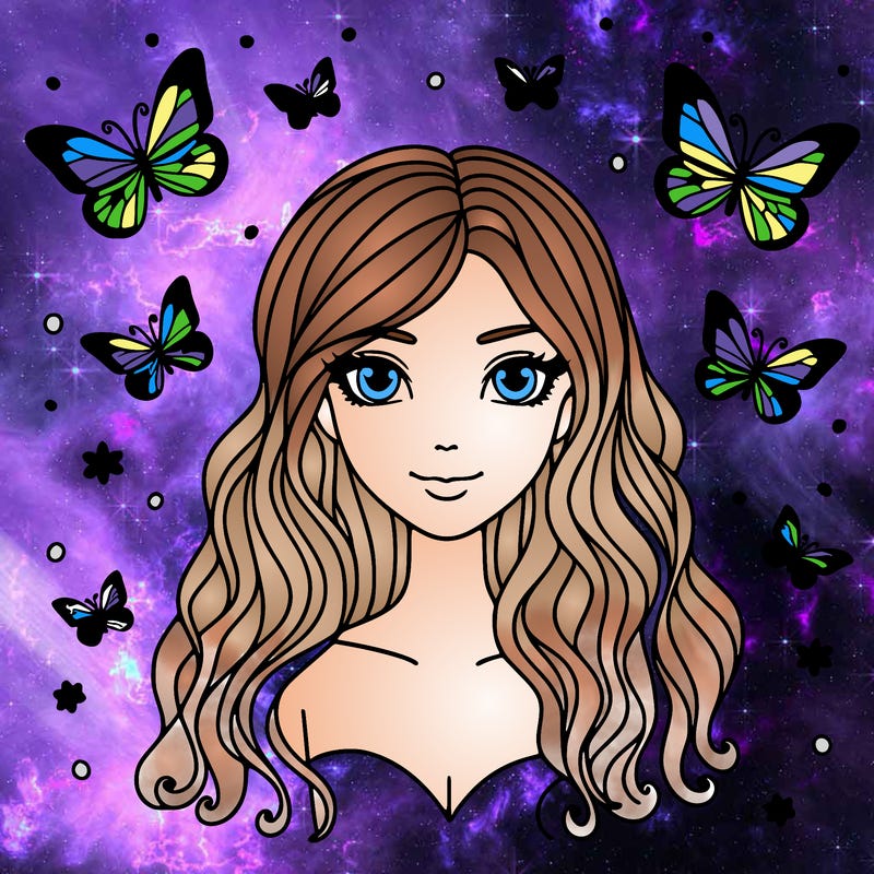 woman with butterfly hair