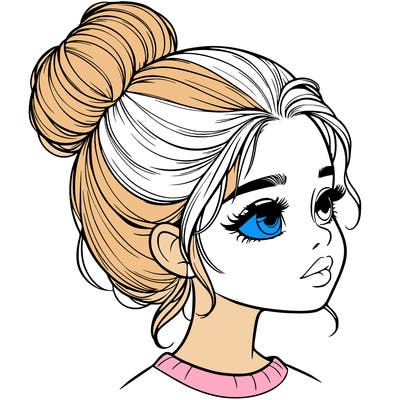 realistic girl with bun