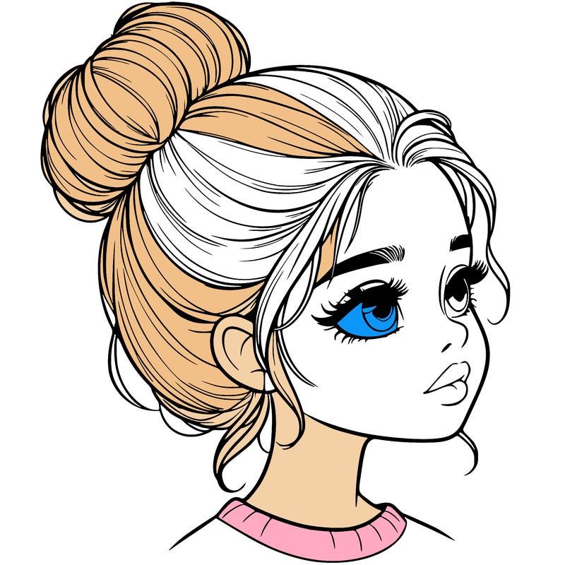 realistic girl with bun