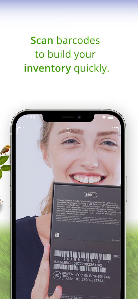 Nest Egg - Inventory - A person using the Nest Egg app on an iPhone to scan a product barcode for home inventory