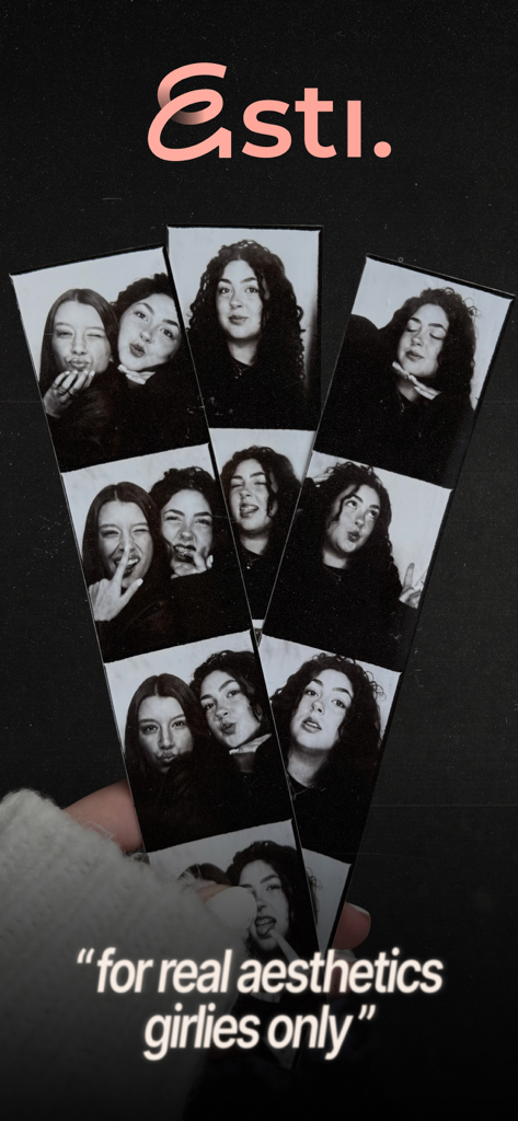 Black and white photo booth film strips featuring vintage aesthetic photo edits