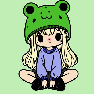 a girl wearing a frog hat and some frog socks