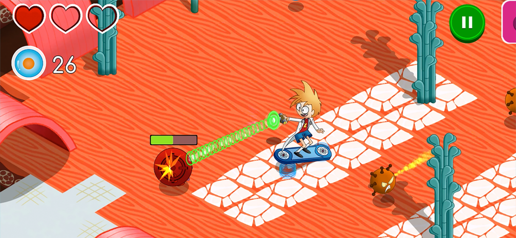 Human Body: STEM Science Games - A young scientist on a hoverboard battling a virus inside the human body in an educational STEM game