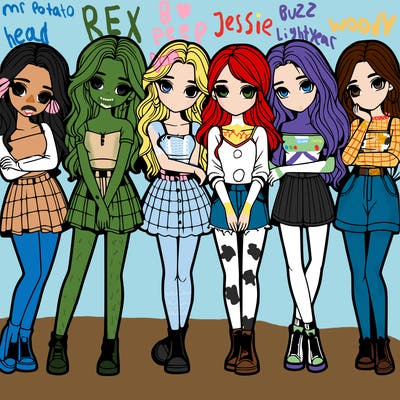 a group of girls realistic