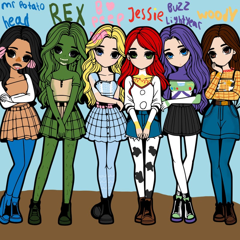 a group of girls realistic