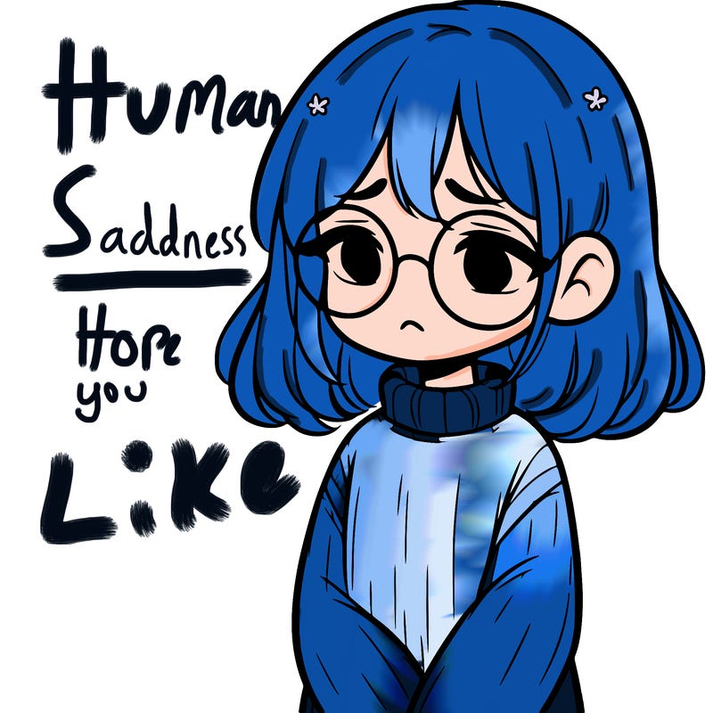 sad girl with glasses in a sweater