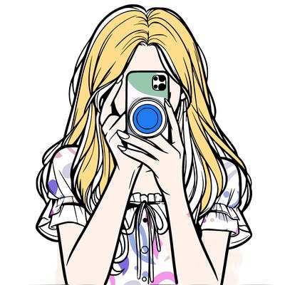 a realistic girl holding her phone taking pictures
