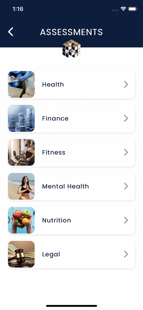 My Company Wellness - Menu of wellness assessments including health finance fitness and mental health