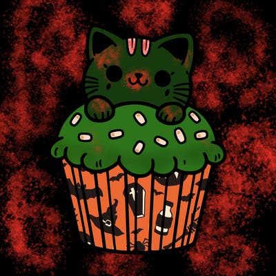 cat in a cupcake