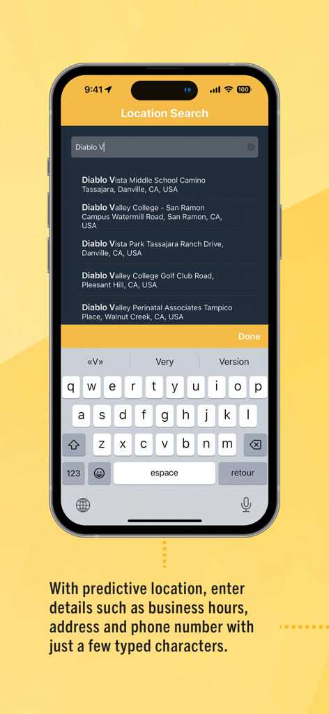 PulsePoint AED app predictive location search screen for registering emergency devices