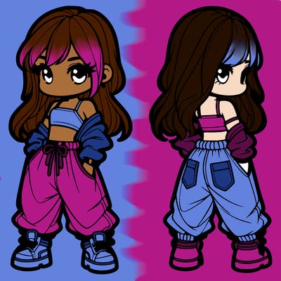 girl in crop top and baggy pants