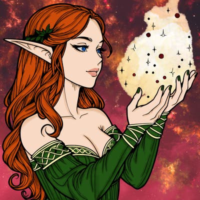 realistic elf girl doing magic