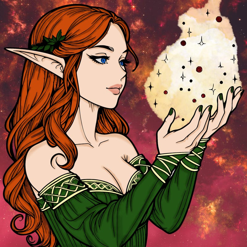 realistic elf girl doing magic