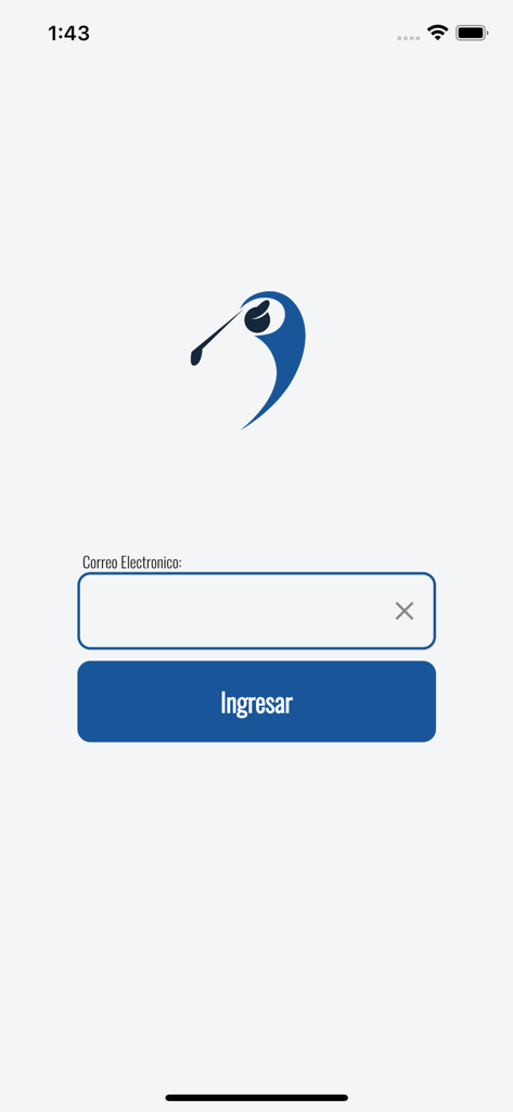 Plack - Login screen for the Plack golf app featuring a minimalist golfer logo and email sign in form