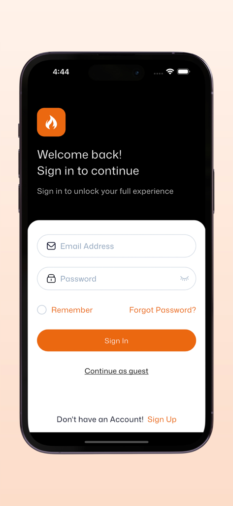 Fireaway Pizza Cayman - Fireaway Pizza Caymanモバイルアプリのサインイン画面