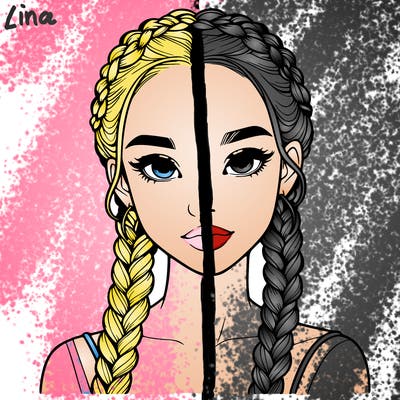 realistic girl with braids