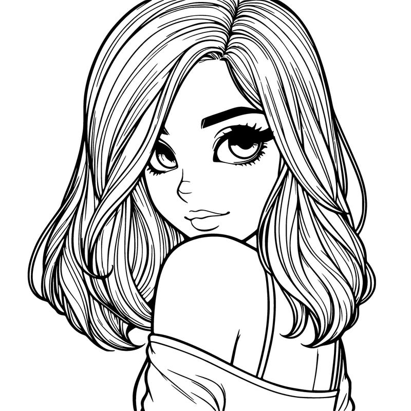 realistic girl, looking over her shoulder