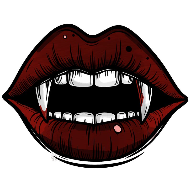lips with vampire teeth