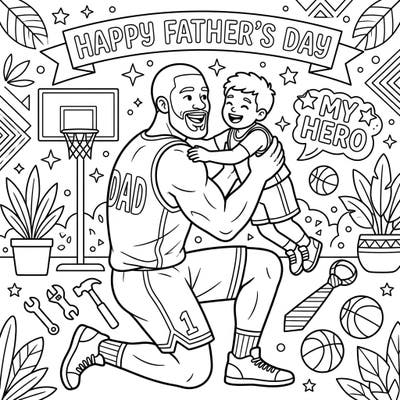 Honor the special bond between a father and child with this engaging NBA Centers Father's Day coloring page. It's a perfect way to show appreciation for the hero dads in your life, combining sports and family love.