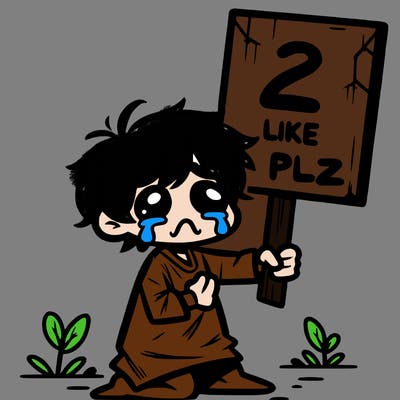 small poor toddler crying with sign that says 2 like plz