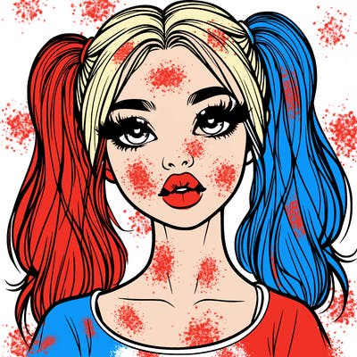 realistic girl with ponytails and lips