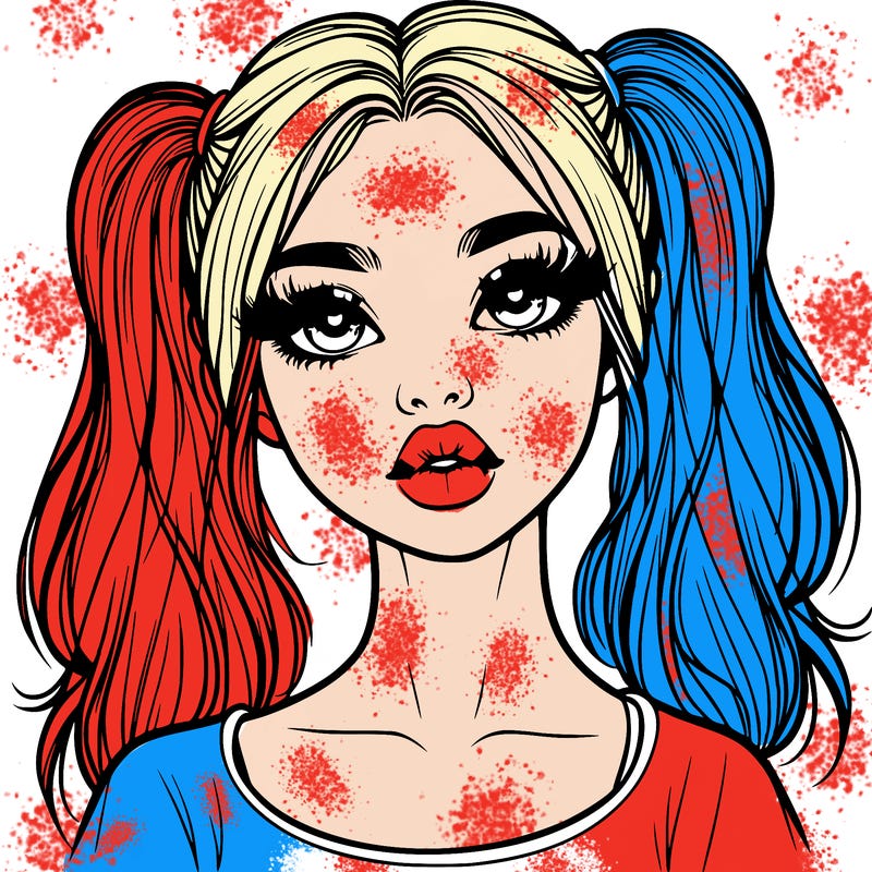 realistic girl with ponytails and lips