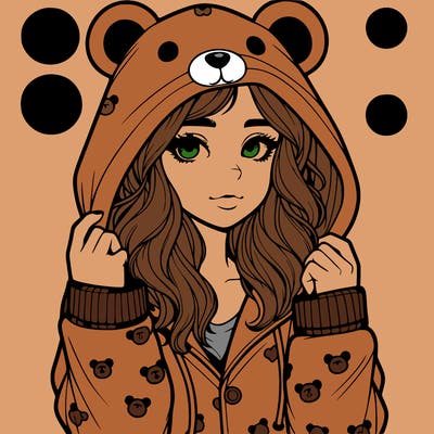 realistic girl in a animal pjs hoodie