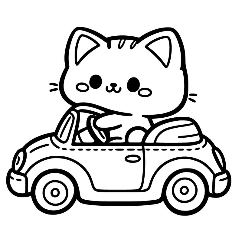 a cat riding a car