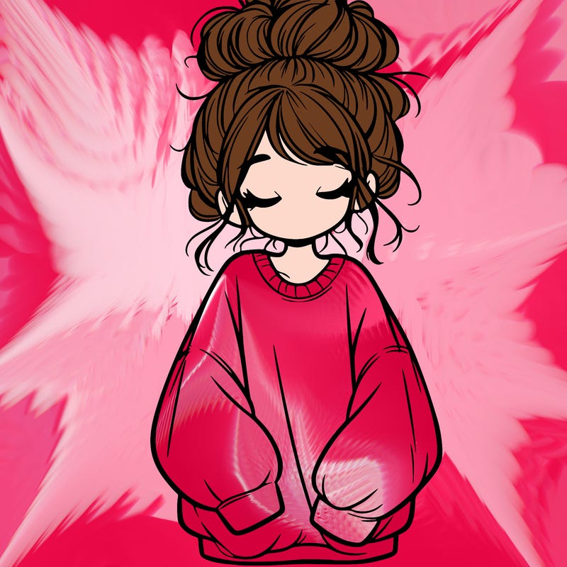 girl with baggy sweatshirt and messy bun