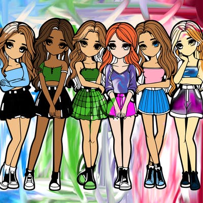 a group of girls realistic