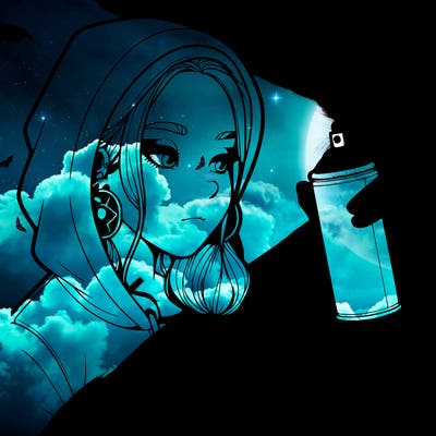 a realistic girl, spray painting