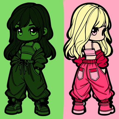 girl in crop top and baggy pants