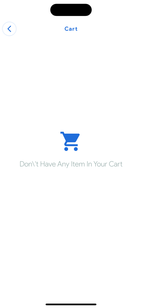 Pet Land IQ - Empty shopping cart screen for Pet Land IQ app